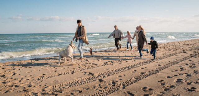 Familie mit Hund am Strand ©AdobeStock | LIGHTFIELD-STUDIOS